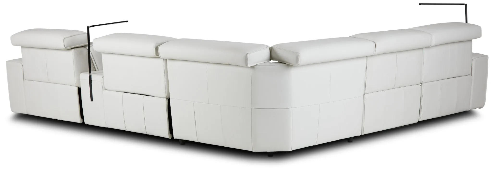 Carmelo White Leather Medium Dual Power Sectional W/left Table & Light