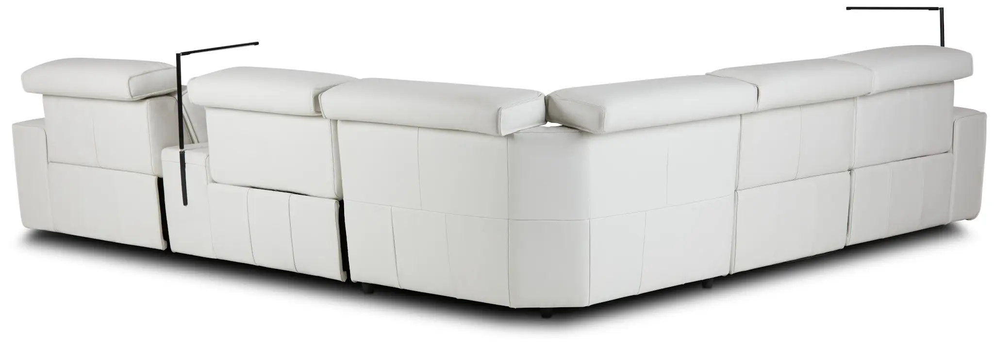Carmelo White Leather Medium Dual Power Sectional W/left Table & Light Carmelo White Leather Medium Dual Power Sectional W/left Table & Light