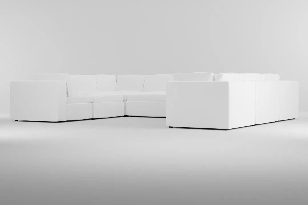Destin Suave White Fabric 8-piece Modular Sectional