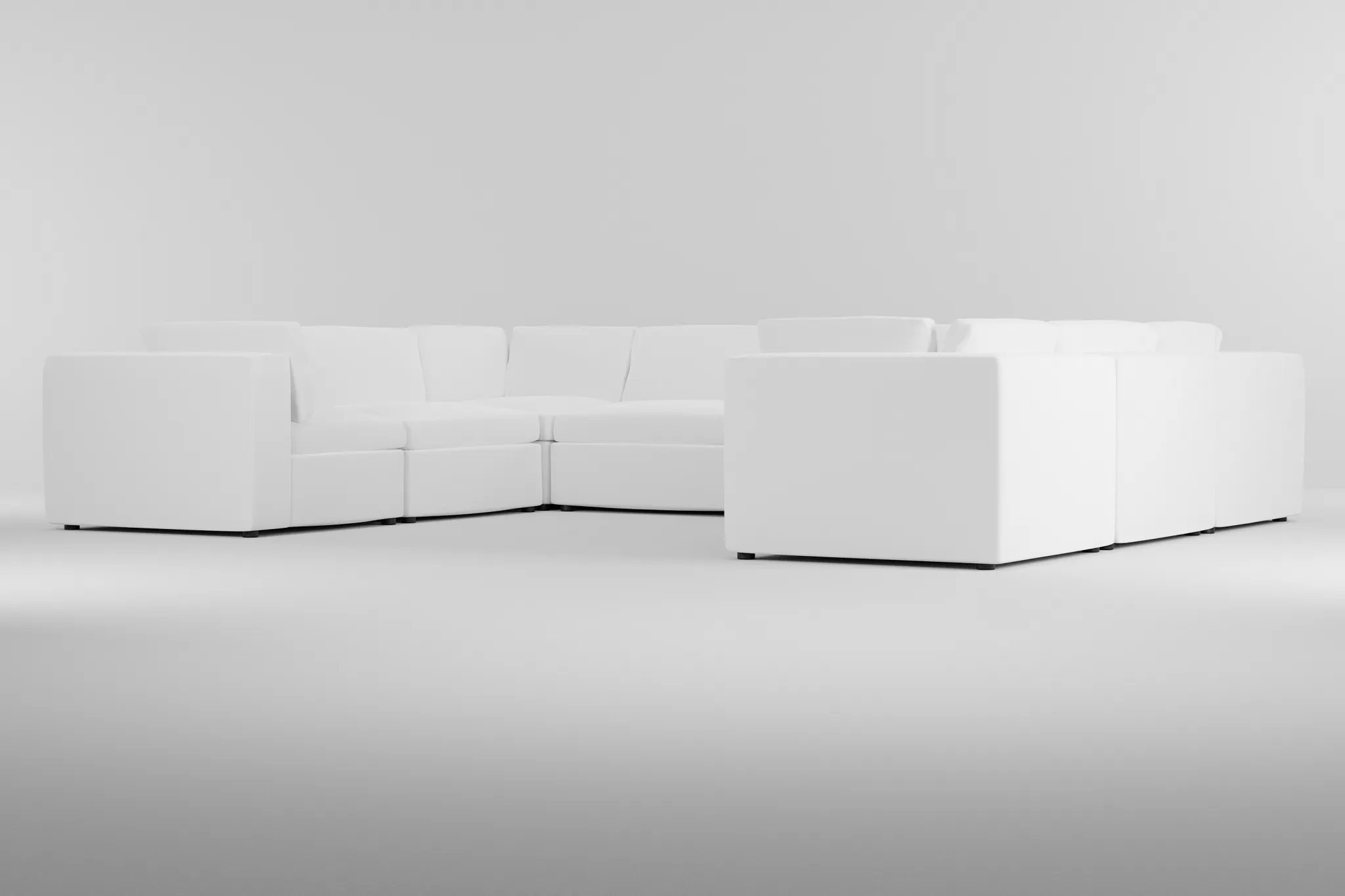 Destin Suave White Fabric 8-piece Modular Sectional