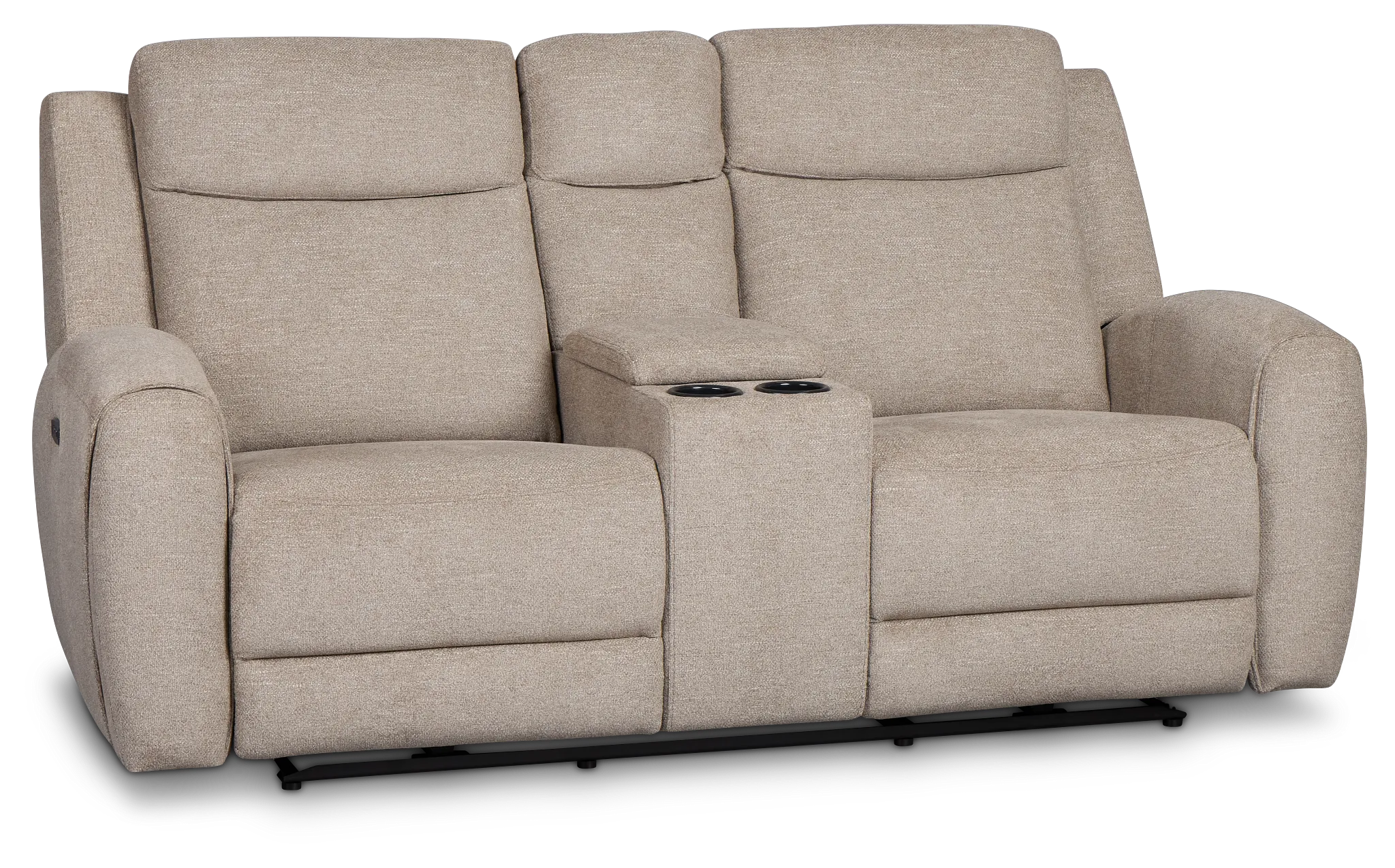 Walker Beige Fabric Power Reclining Console Loveseat W/ Power Headrest