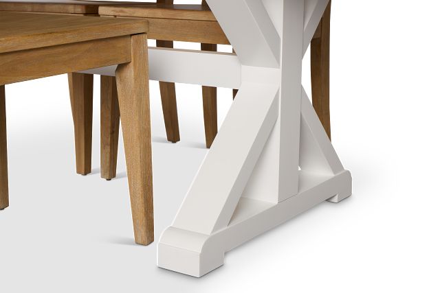 Nantucket Two-tone Light Tone Trestle Table & 4 Light Tone Chairs