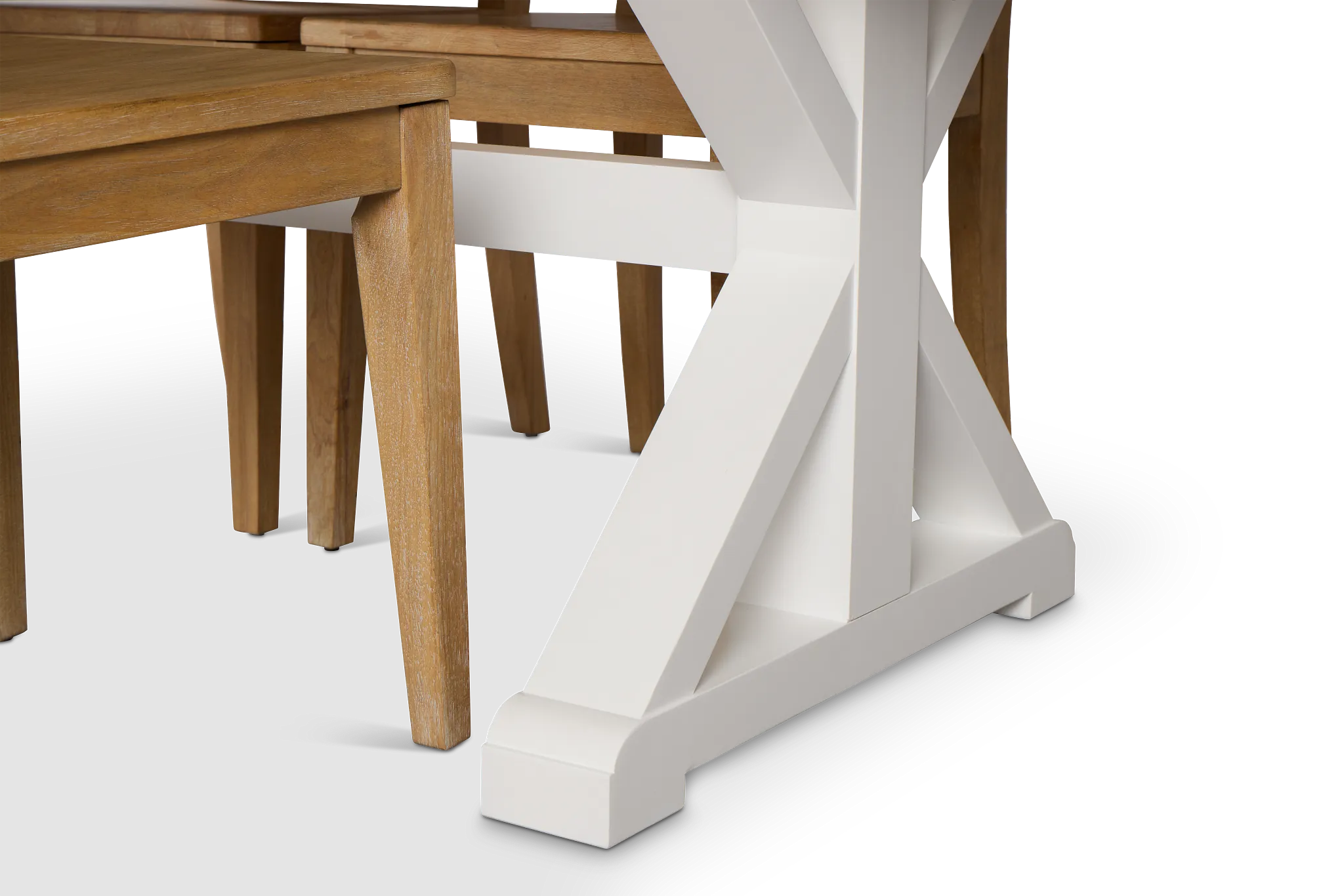 Nantucket Two-tone Light Tone Trestle Table & 4 Light Tone Chairs