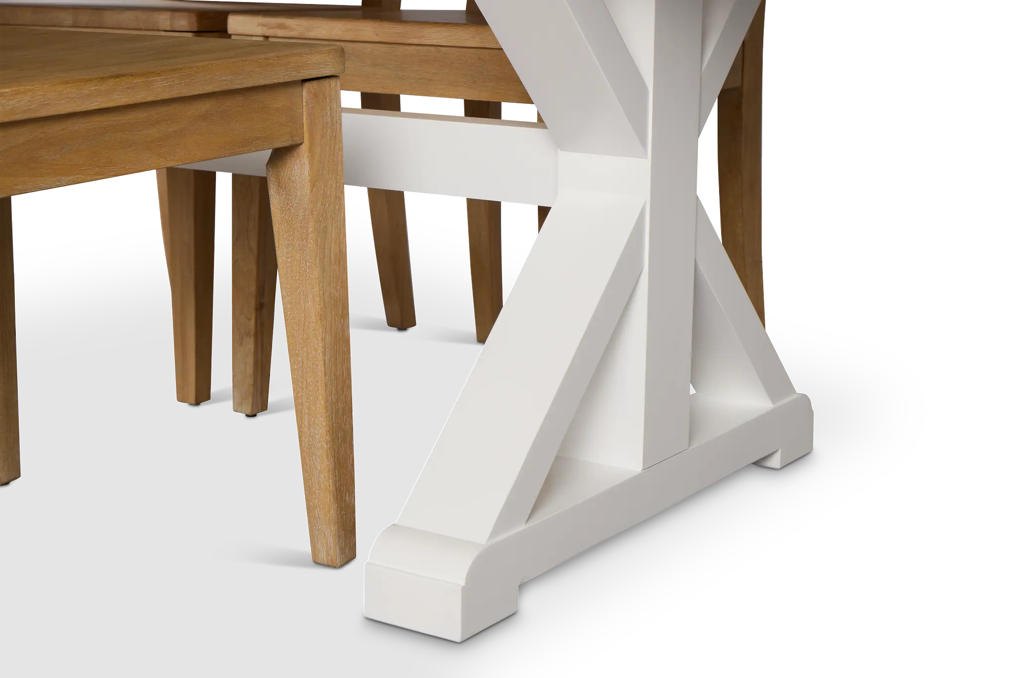 Nantucket Two-tone Light Tone Trestle Table & 4 Light Tone Chairs Nantucket Two-tone Light Tone Trestle Table & 4 Light Tone Chairs