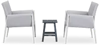 Barbados White Aluminum Square Table & 2 Chairs