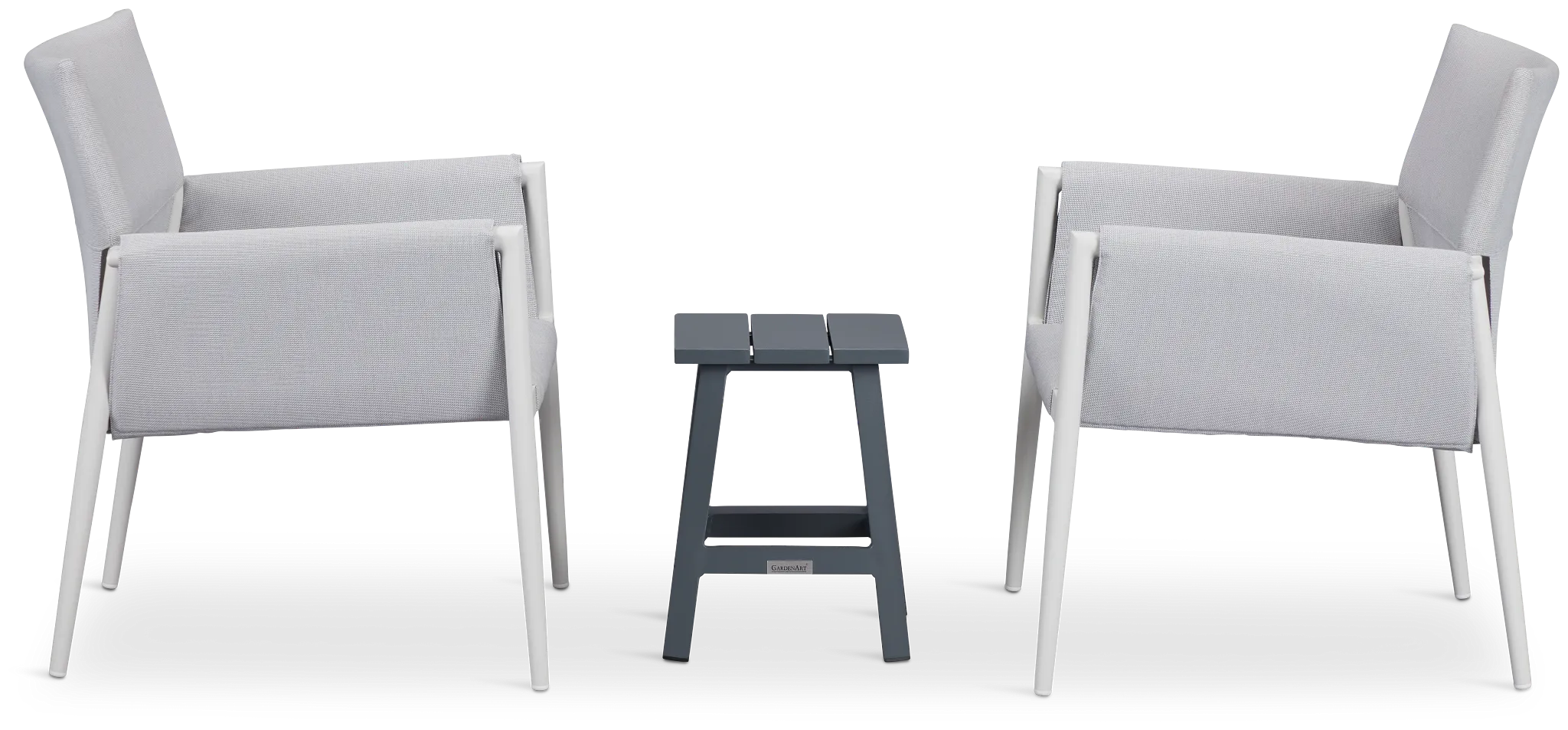 Barbados White Aluminum Square Table & 2 Chairs