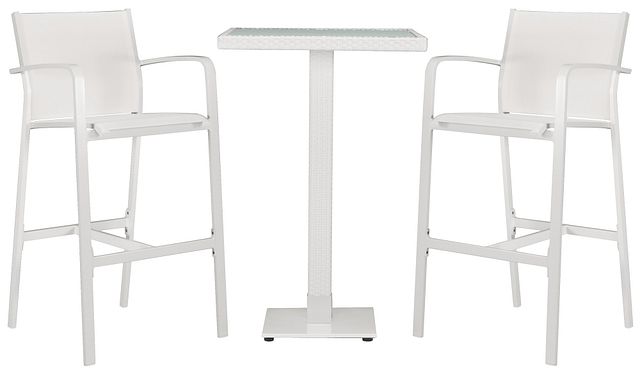 Lisbon White Square Pub Table & 2 Barstools