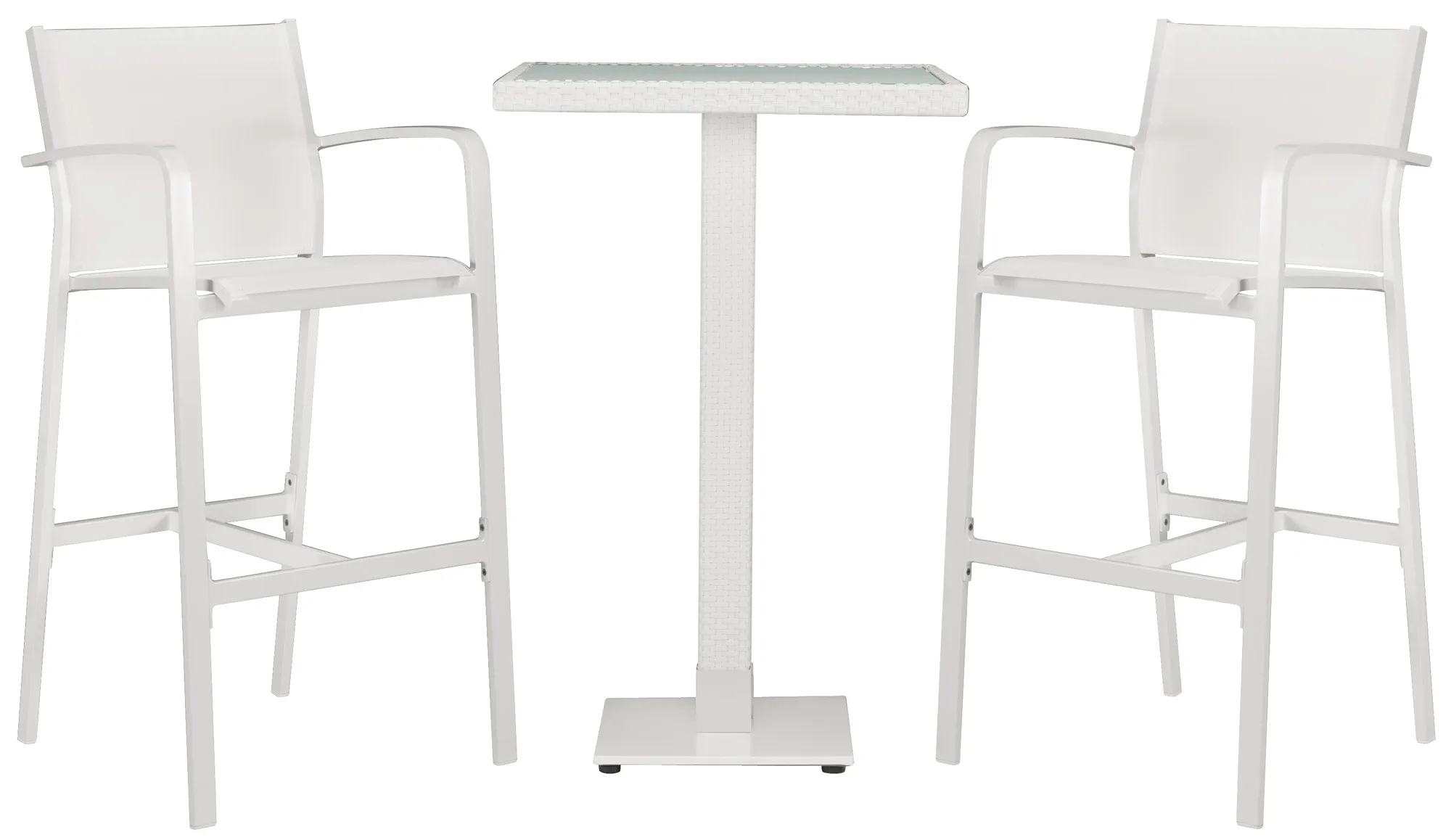 Lisbon White Square Pub Table & 2 Barstools