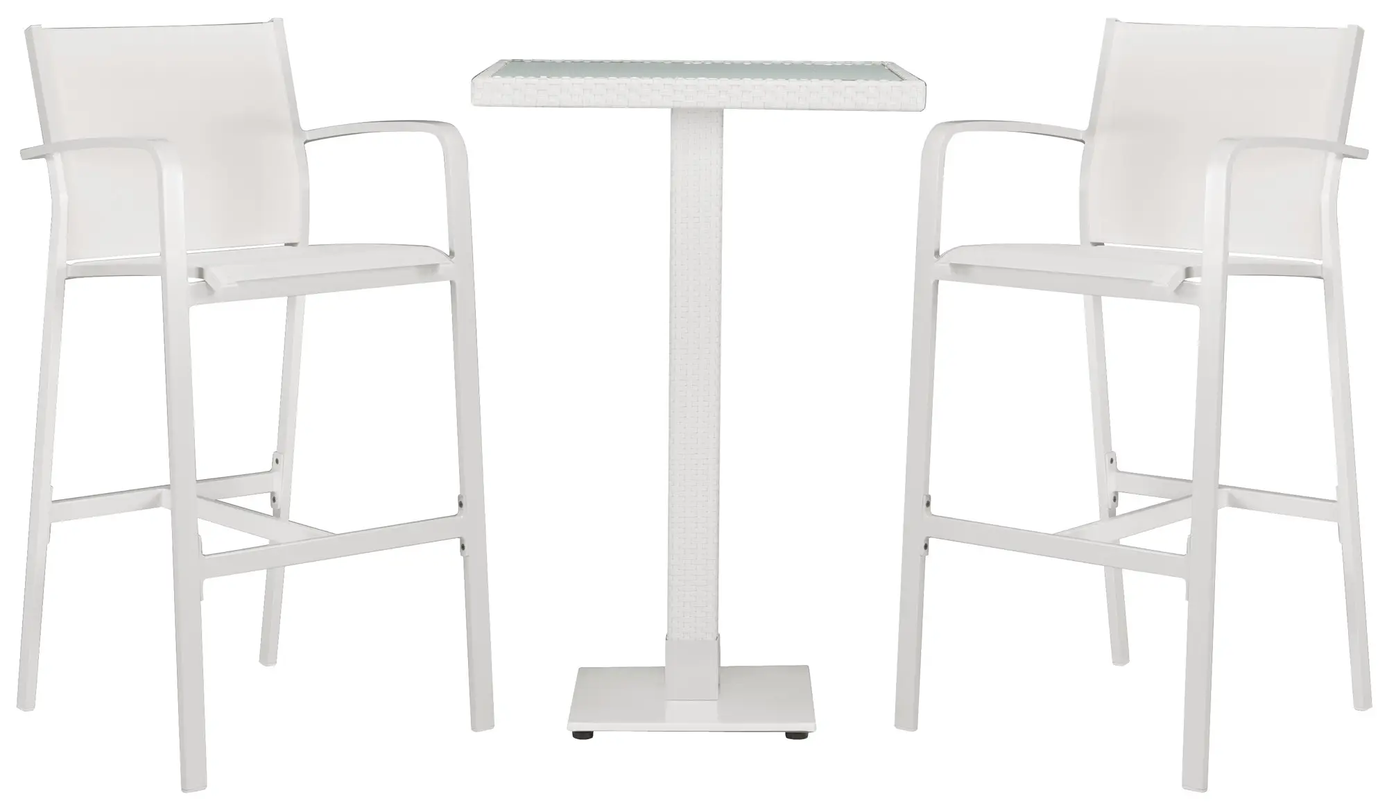 Lisbon White Square Pub Table & 2 Barstools Lisbon White Square Pub Table & 2 Barstools