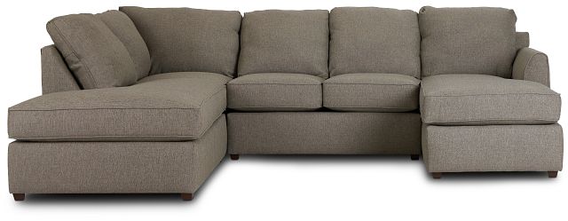 Asheville Brown Fabric Small Left Bumper Sectional