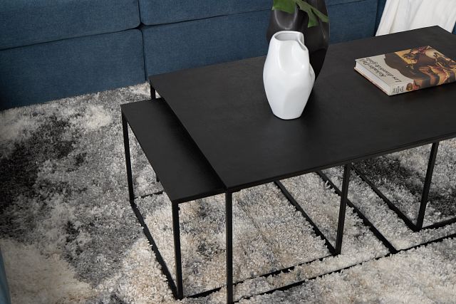 Doren Black Rect Nesting Coffee Table