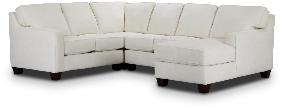 Andie White Fabric Medium Right Chaise Sectional