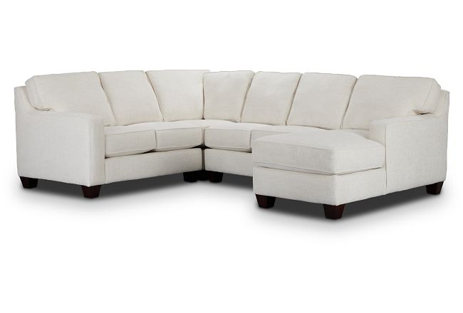 Andie White Fabric Medium Right Chaise Sectional