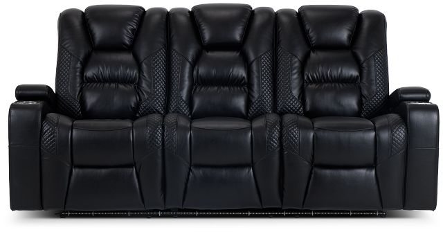 Troy Black Micro Power Reclining Sofa (3)