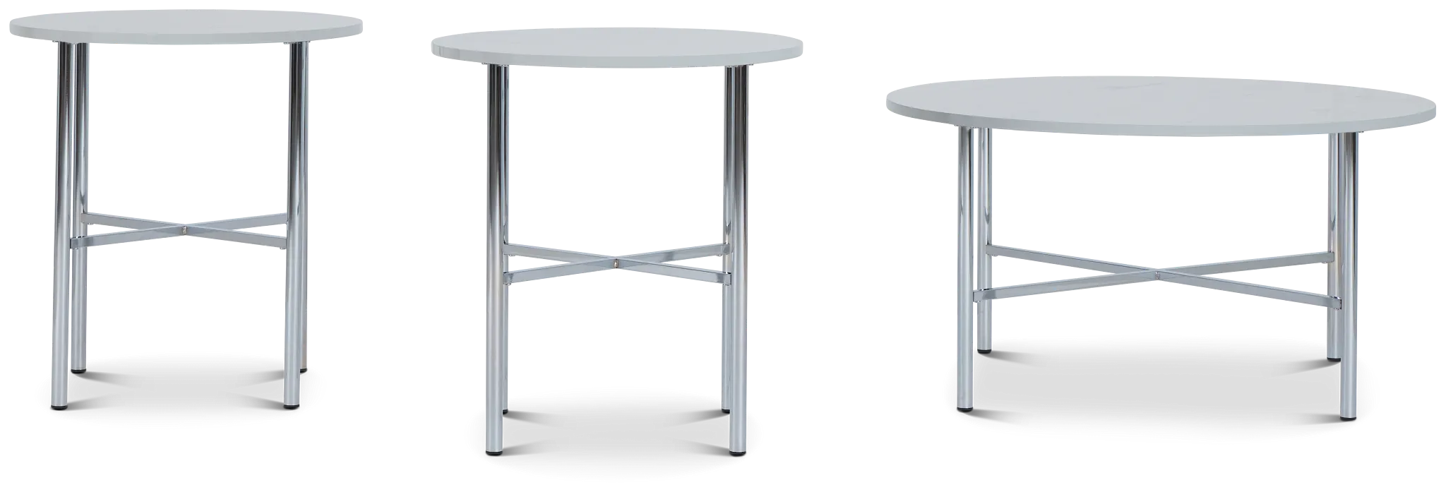 Cyrus White Round 3 Pack Tables