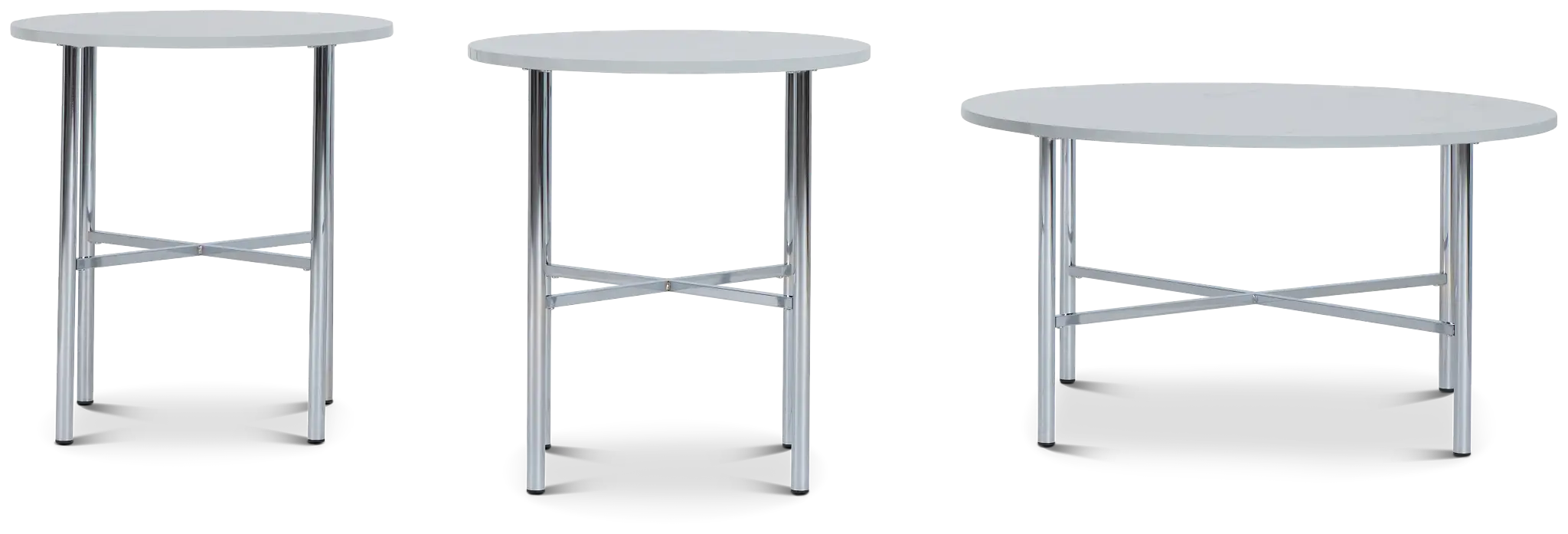 Cyrus White Round 3 Pack Tables Cyrus White Round 3 Pack Tables