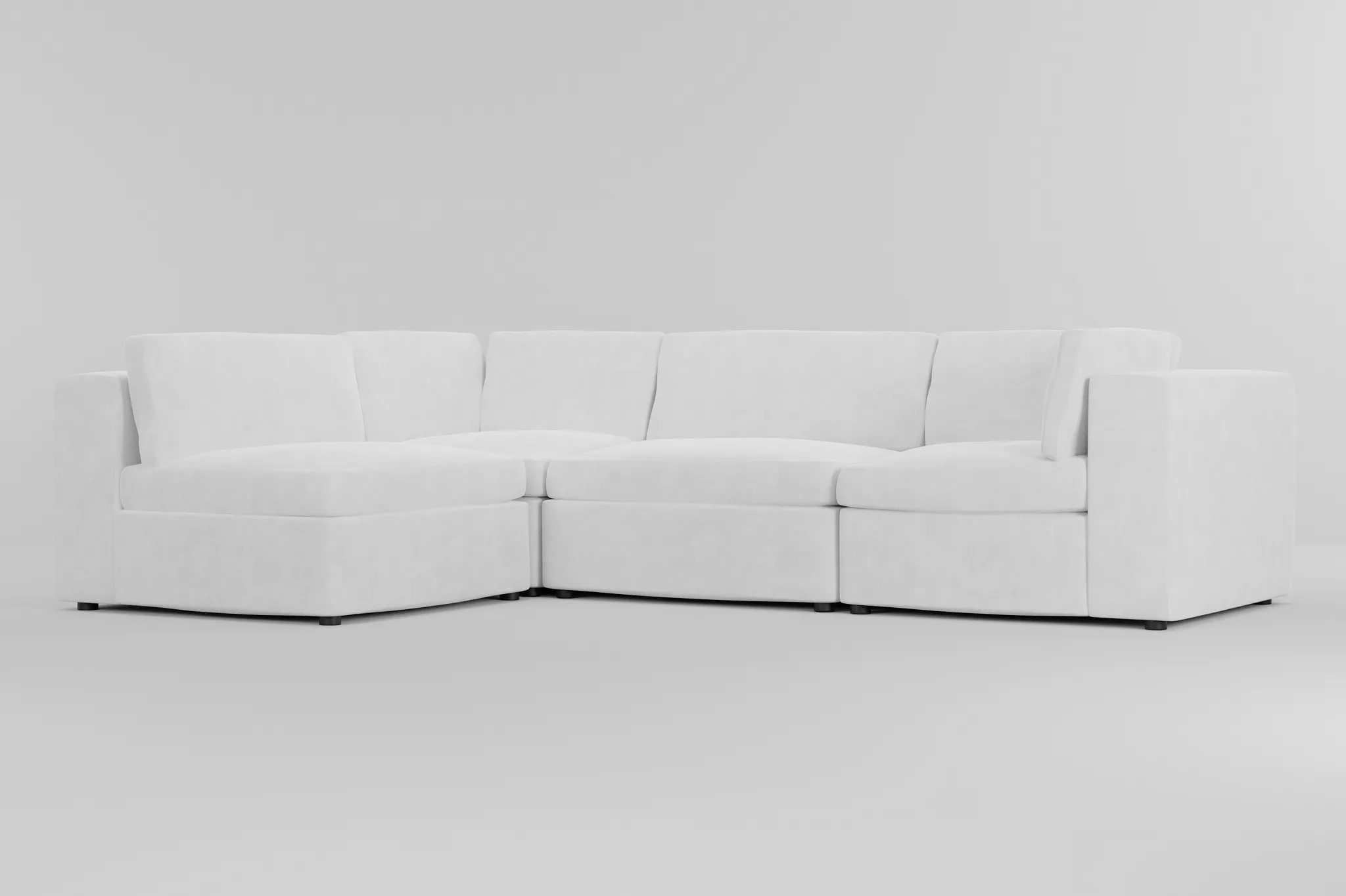 Destin Peyton White Fabric 4-piece Modular Sectional