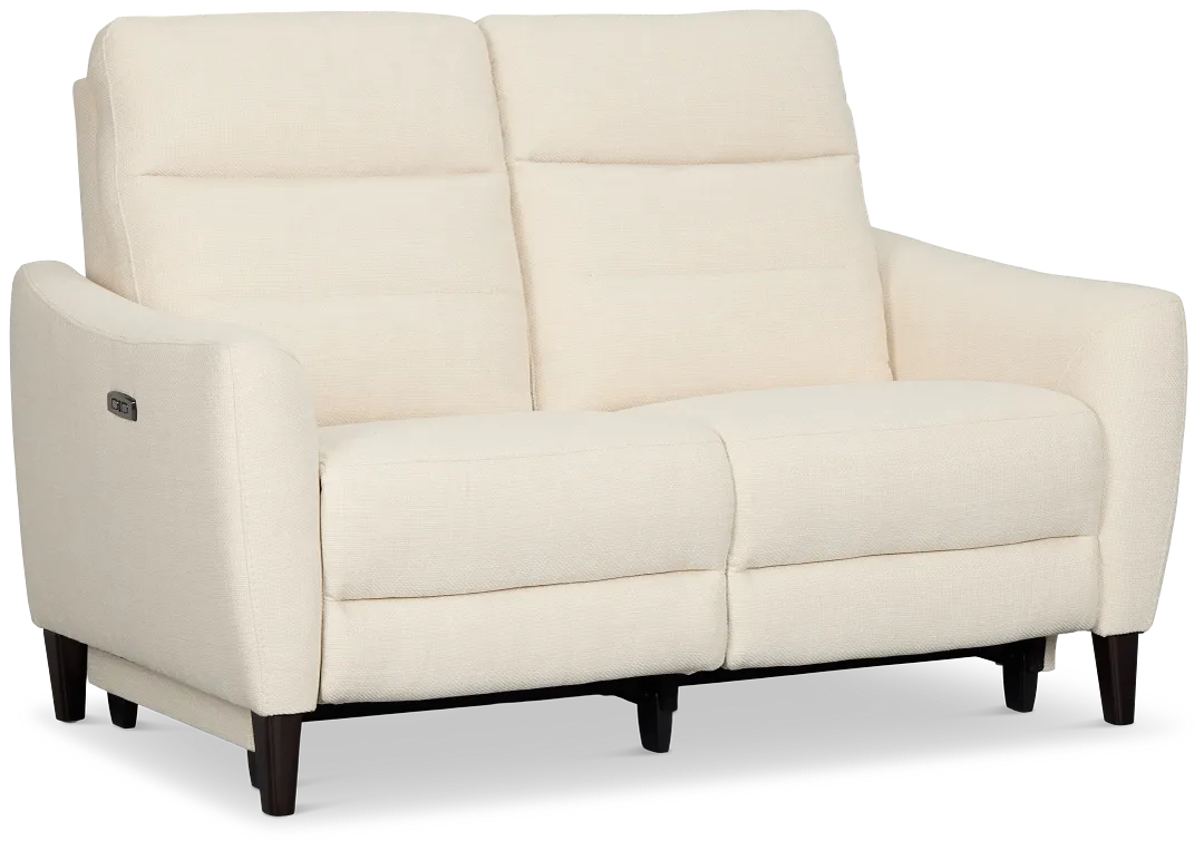 Keaton White Fabric Power Reclining Loveseat W/ Power Headrest