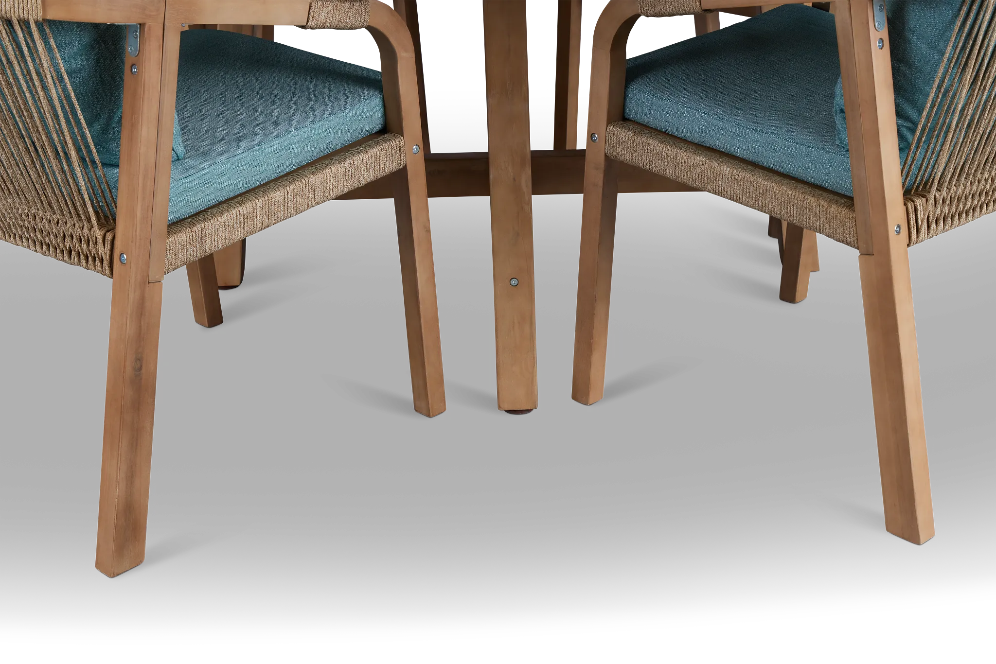 Laguna Light Tone Round Table & 4 Teal Cushioned Chairs