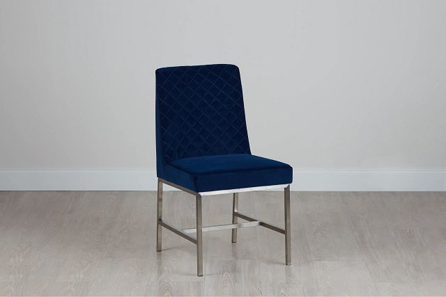 Caspia Dark Blue Velvet Upholstered Side Chair (0)