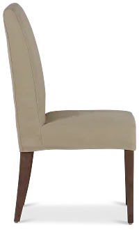 Destination Beige Short Slipcover Chair With Medium-tone Leg