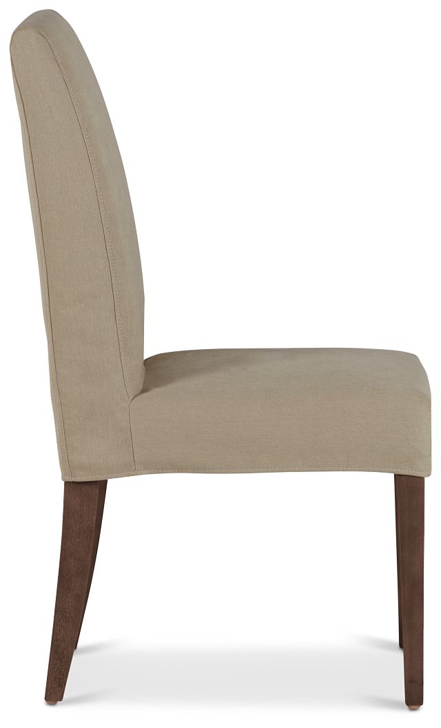 Destination Beige Short Slipcover Chair With Medium-tone Leg