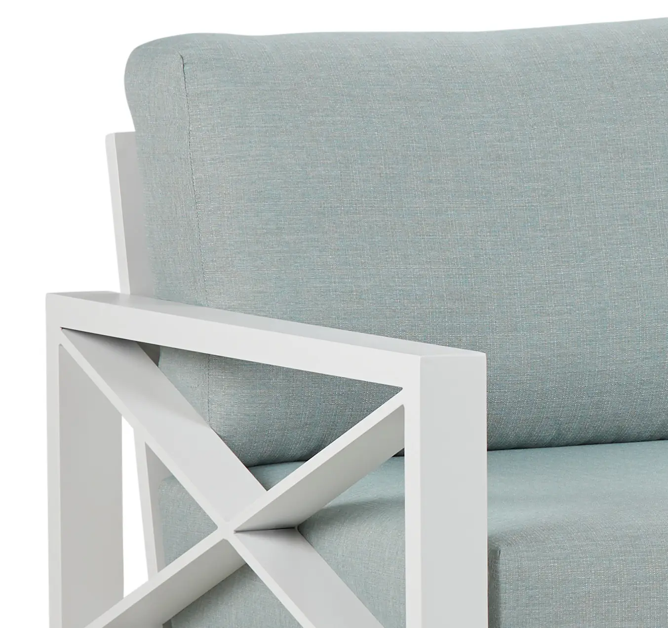 Linear White Teal Aluminum Loveseat Linear White Teal Aluminum Loveseat