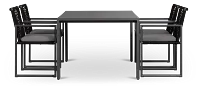 Sunrise Dark Gray 65" Rectangular Table & 4 Aluminum Arm Chairs