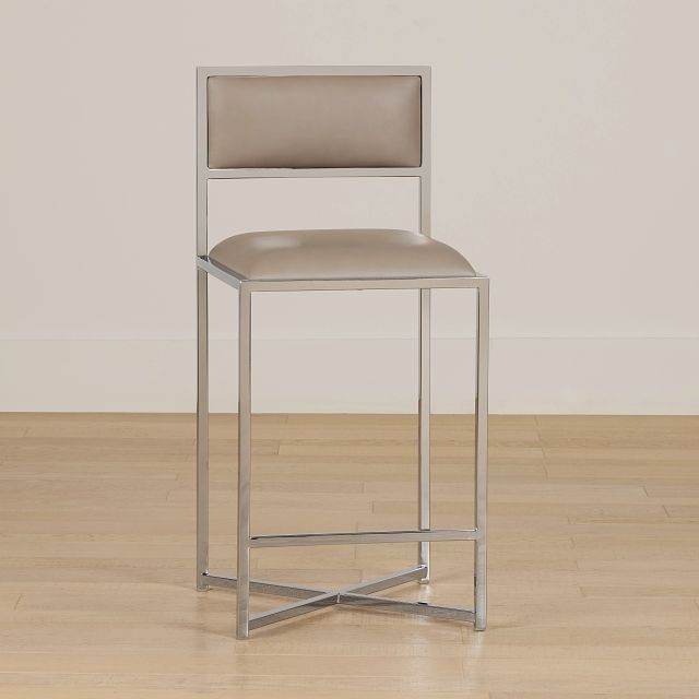 Amalfi Taupestnl Steel 24" Upholstered Barstool