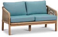 Laguna Light Tone Loveseat With Teal Cushions