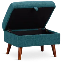 Raya Dark Teal Fabric Storage Ottoman