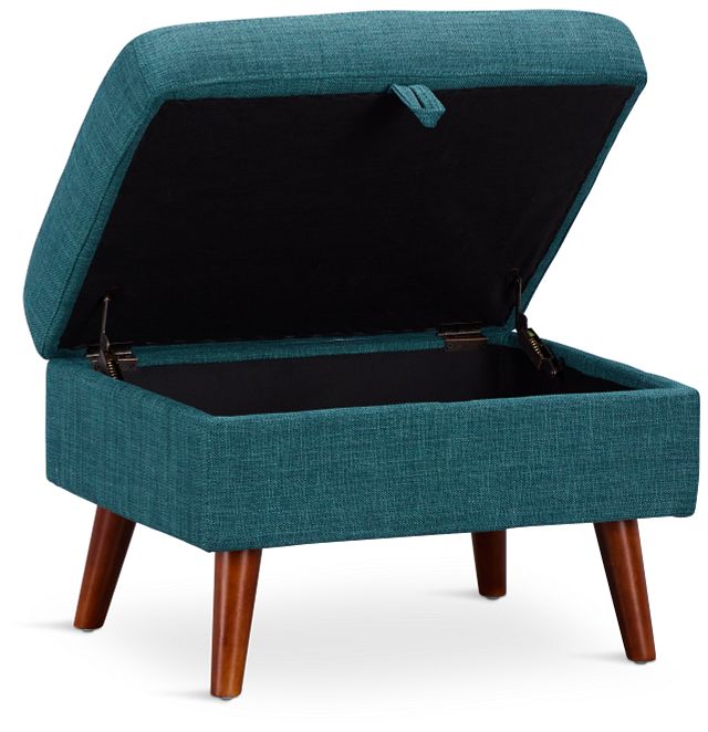 Raya Dark Teal Fabric Storage Ottoman