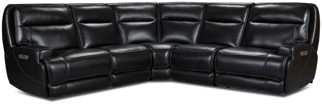 Casey Black Lthr/vinyl Small Two-arm Power Reclining Sectional