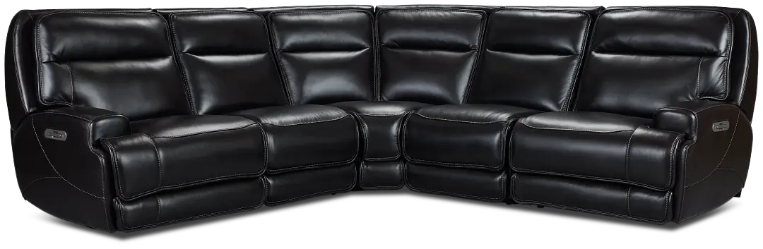 Casey Black Lthr/vinyl Small Two-arm Power Reclining Sectional Casey Black Lthr/vinyl Small Two-arm Power Reclining Sectional