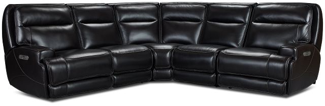 Casey Black Lthr/vinyl Small Two-arm Power Reclining Sectional