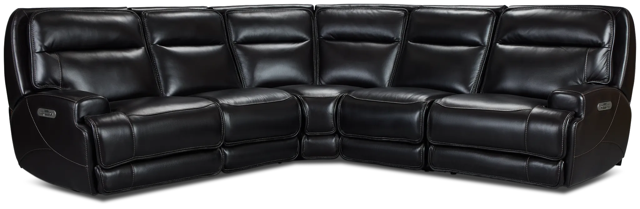 Casey Black Lthr/vinyl Small Two-arm Power Reclining Sectional