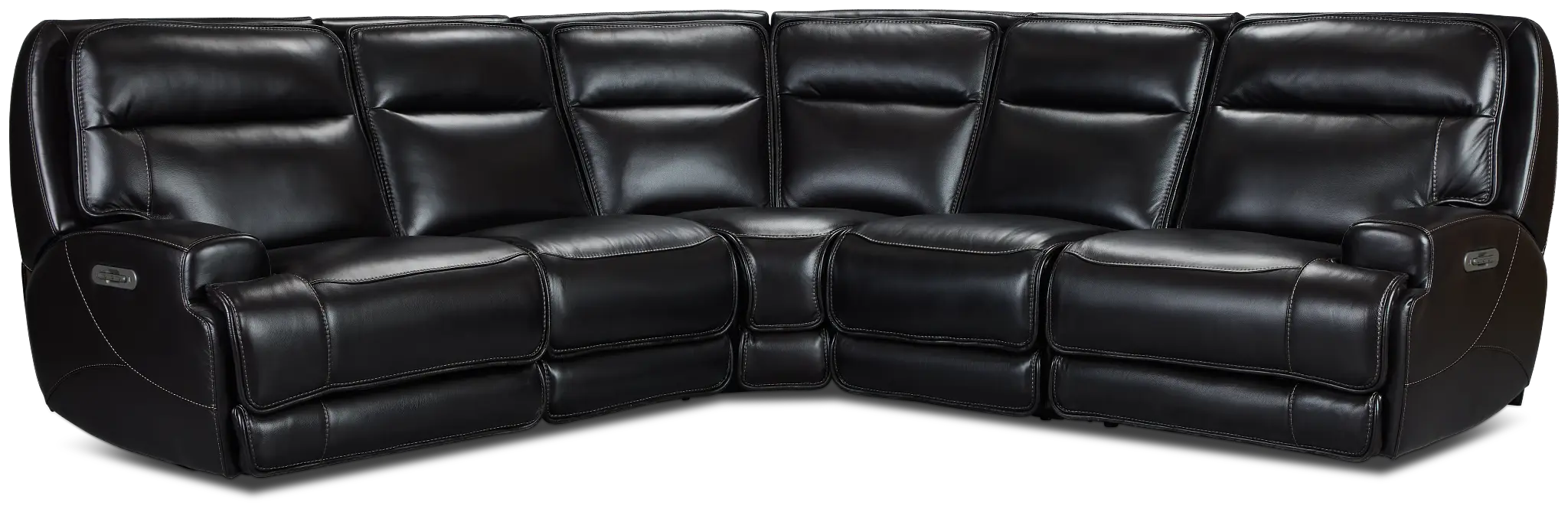 Casey Black Lthr/vinyl Small Two-arm Power Reclining Sectional Casey Black Lthr/vinyl Small Two-arm Power Reclining Sectional
