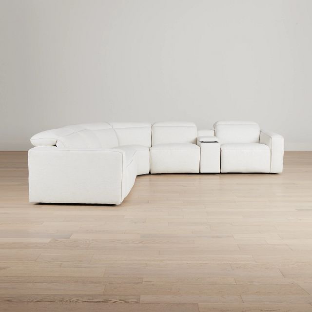 Ryland White Fabric Medium Dual Power 2-arm Reclining Sectional