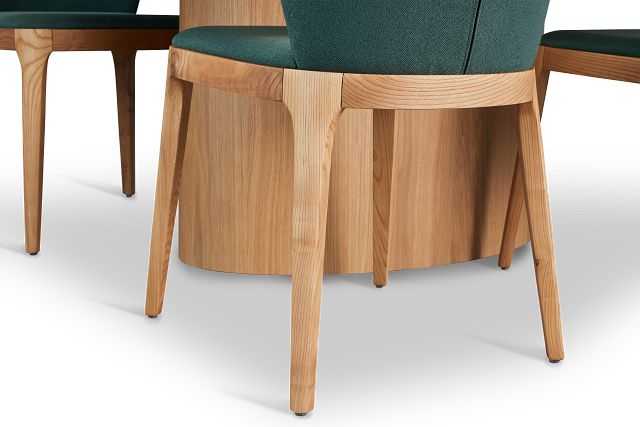 Nomad Light Tone 78" Oval Table & 4 Dark Green Chairs W/ Light Tone Leg