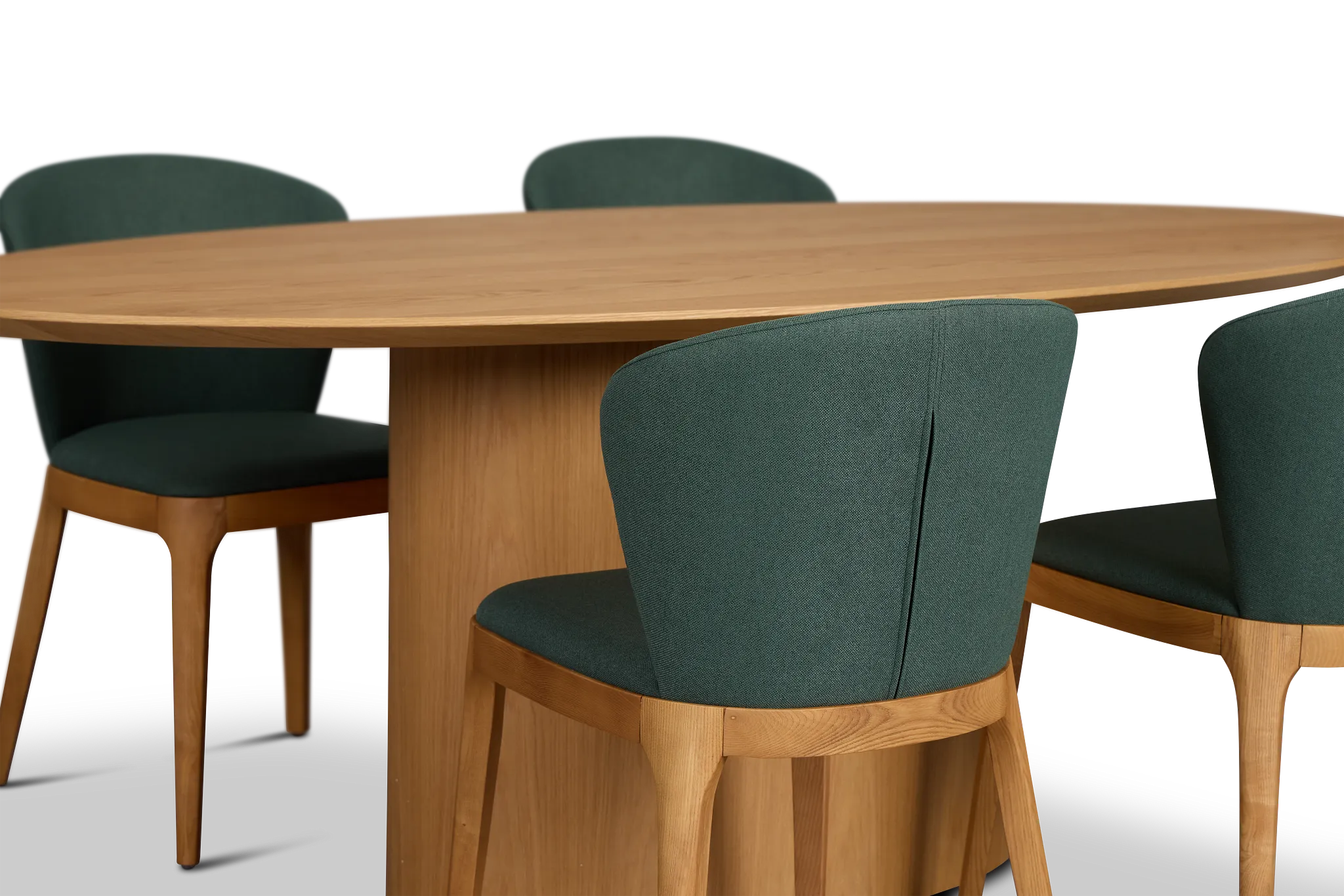 Nomad Light Tone 78" Oval Table & 4 Dark Green Chairs W/ Light Tone Leg