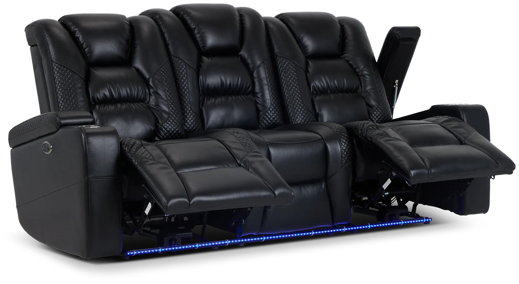 Troy Black Micro Power Reclining Sofa