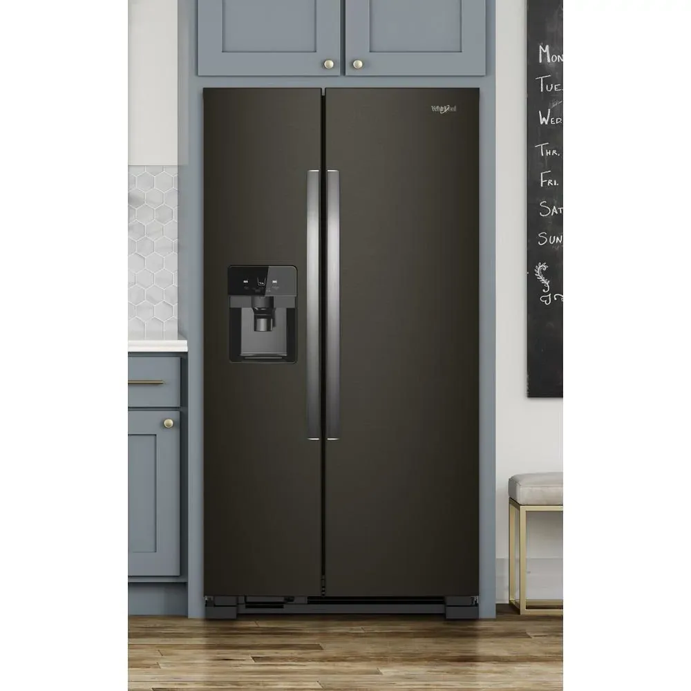 Whirlpool 325 Series Black Stnl Steel Side By Side Refrigerator