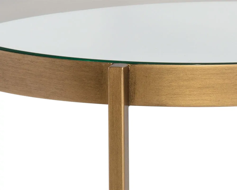 Brielle Gold Glass Round Coffee Table