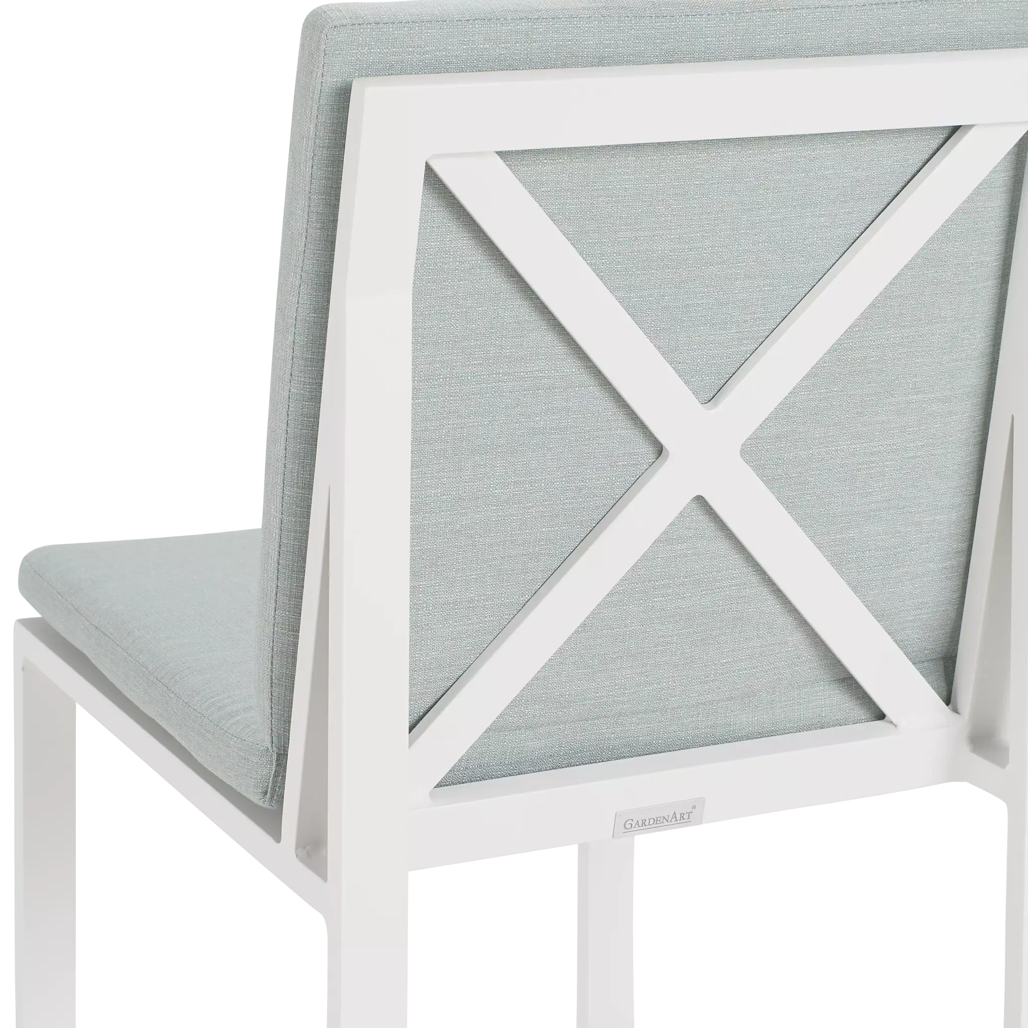 Linear White Teal 87" Aluminum Table & 4 Cushioned Side Chairs Linear White Teal 87" Aluminum Table & 4 Cushioned Side Chairs