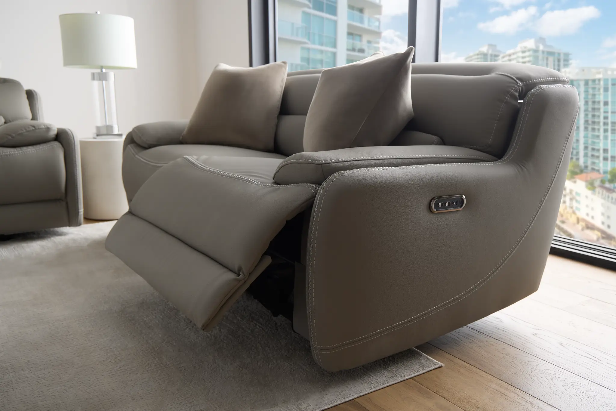Jett Gray Micro Power Reclining Loveseat Jett Gray Micro Power Reclining Loveseat