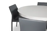 Miami White 47" Round Table & 4 Upholstered Chairs
