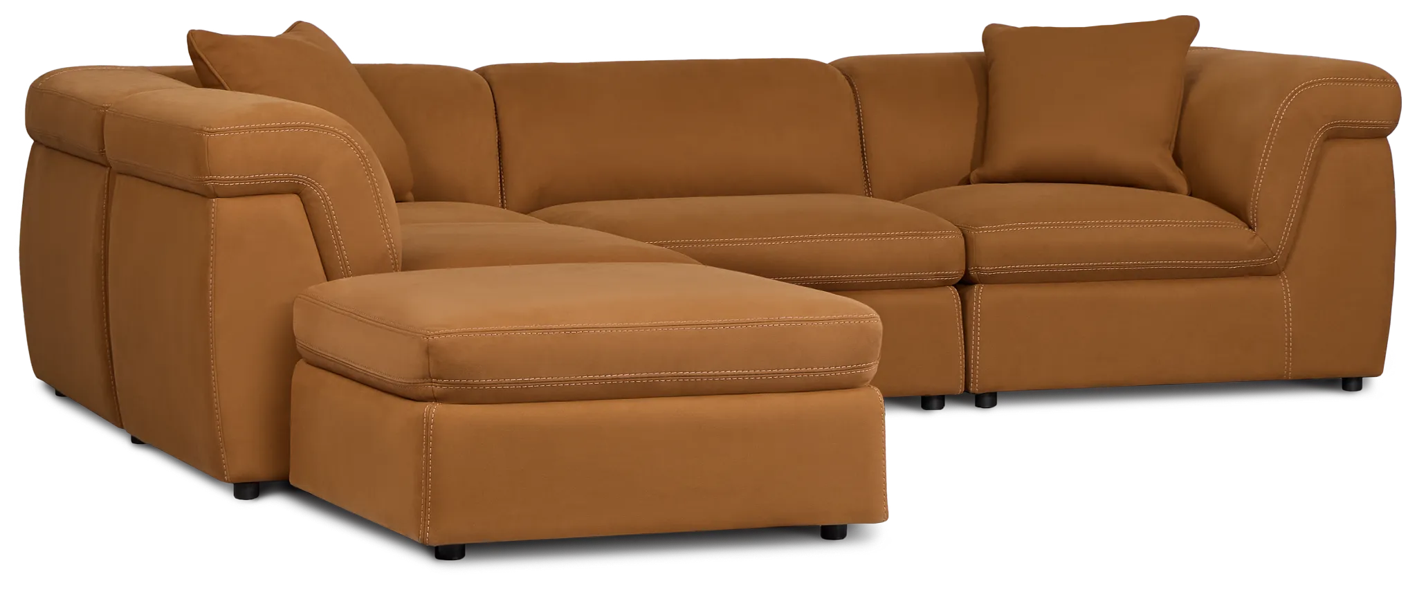 Aria Medium Brown Micro 5pc Bumper Sectional