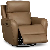 Julian Brown Lthr/vinyl Power Swivel Glider Recliner
