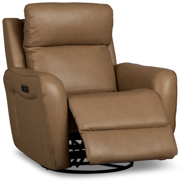 Julian Brown Lthr/vinyl Power Swivel Glider Recliner