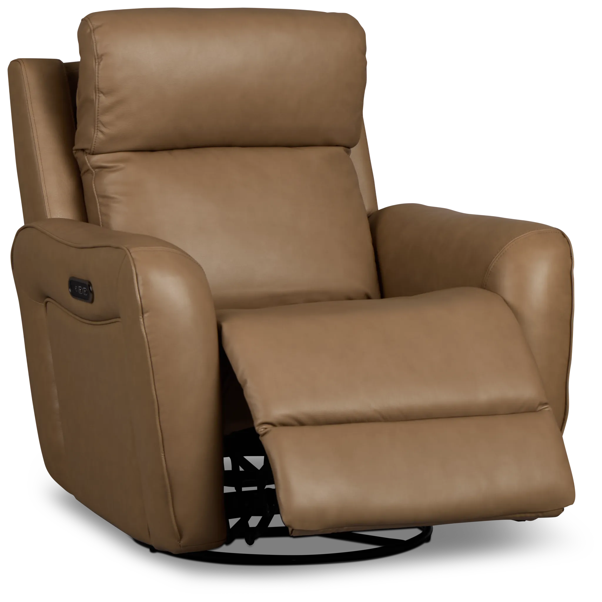 Julian Brown Lthr/vinyl Power Swivel Glider Recliner